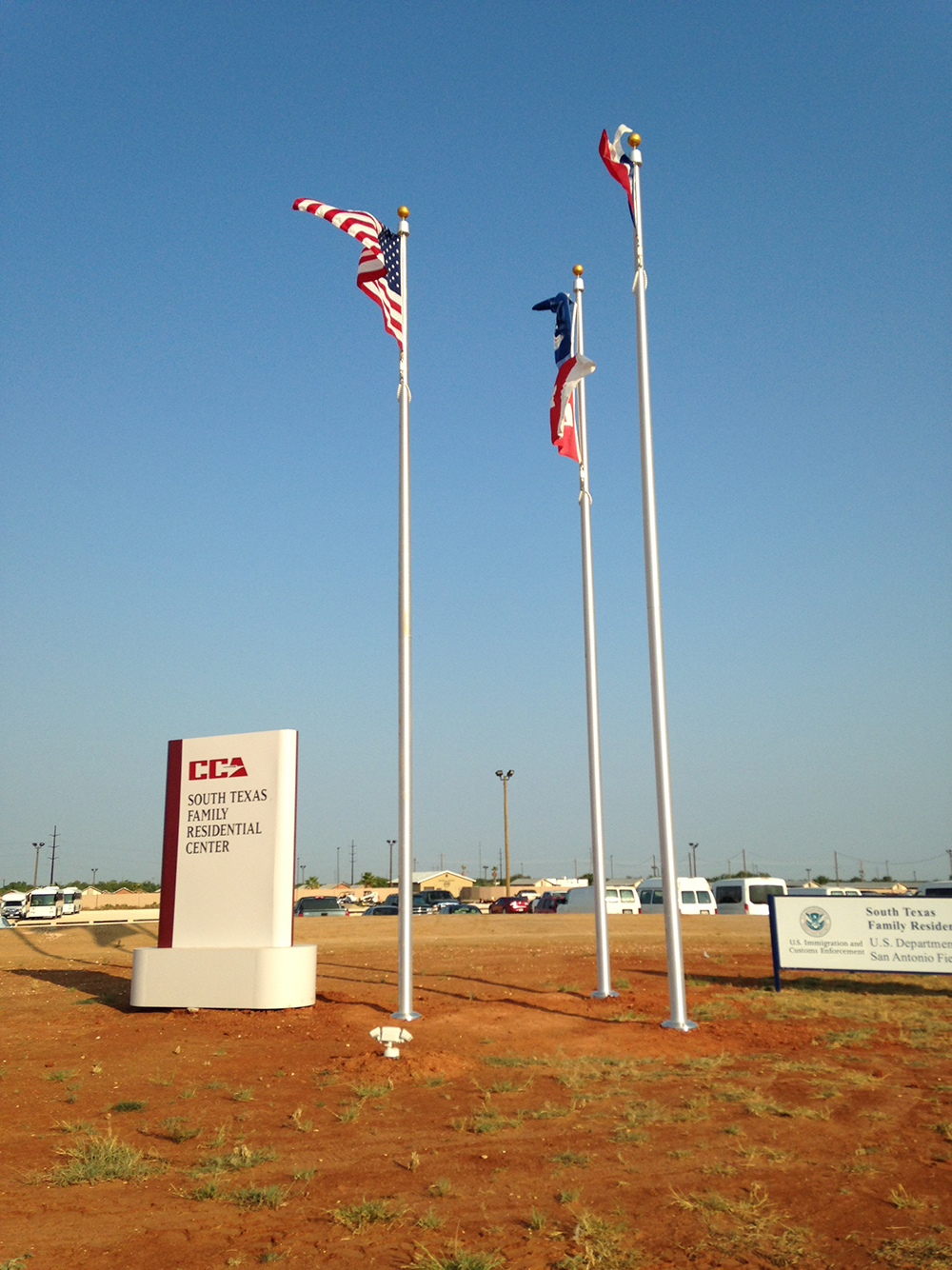 The South Texas Family Residential Center, left, and the Karnes County Residential Center, right. Photos by Erin Routon.