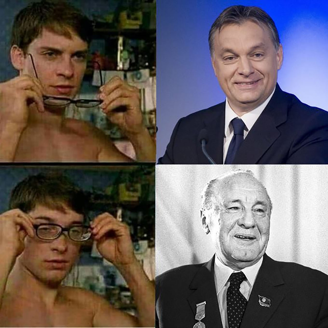 Spider-Man reveals Viktor Orbán to be communist-era ruler János Kádár.
