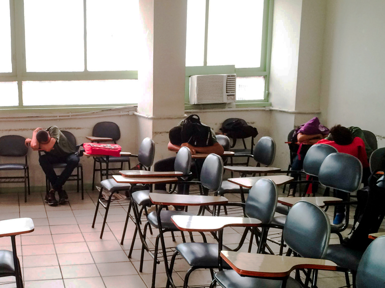 Sleeping before class. Photo by Benjamin Fogarty-Valenzuela.