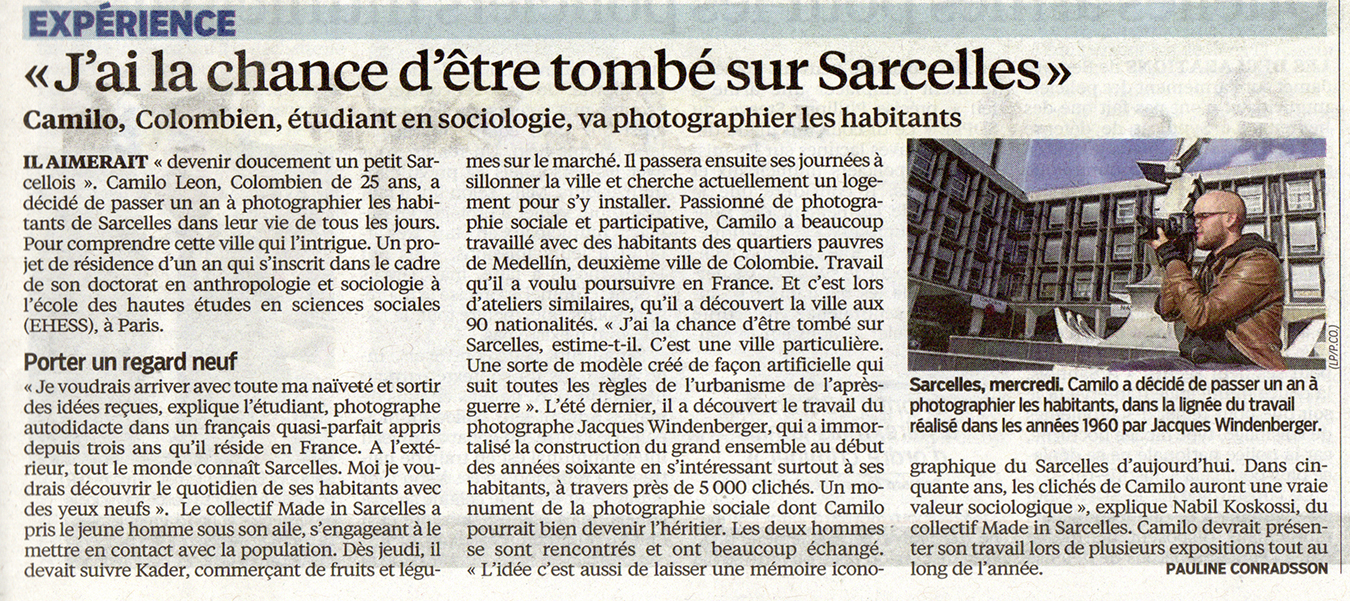 An article from the local newspaper Le Parisien Val d’Oise publicized my photographic activity in 2015.