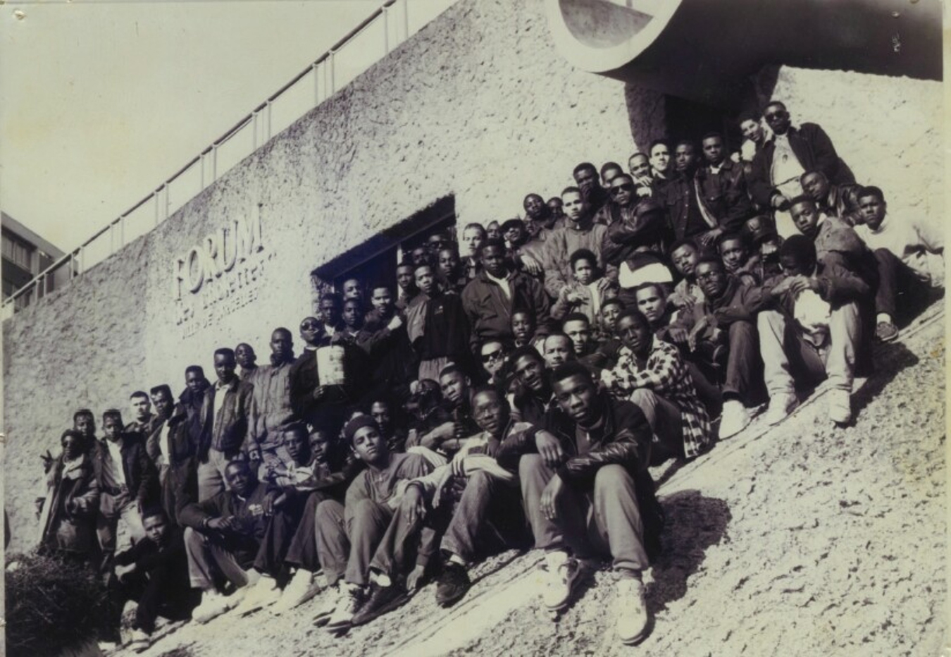 Photograph of “old” (les anciens) rappers from Sarcelles. Photographer unknown, the early 1990s.