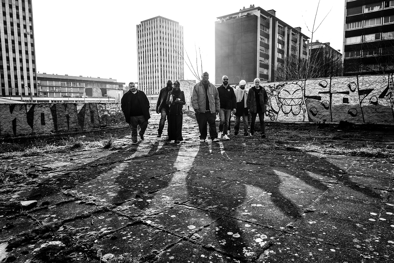 Photograph of “old” (les anciens) rappers (Collectif Made in Sarcelles). Photo by Camilo Leon-Quijano.