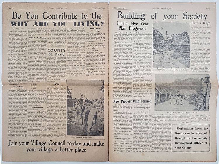 Page from a 1958 issue of the Community Development Bulletins published and circulated by the Community Development Department of the Colonial Government of Trinidad and Tobago in the 1950s. This page illustrates the discourse around self-discipline and social reproduction toward nation building characteristic of the time leading up to formal independence. Sourced from the 1950s Community Development Newspaper Collection, the West Indiana and Special Collections at the University of the West Indies, St. Augustine, Trinidad.