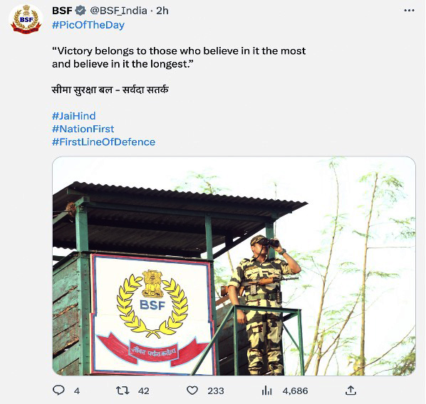 A screenshot of a tweet from the BSF Twitter account discussing the hardship of lookouts.